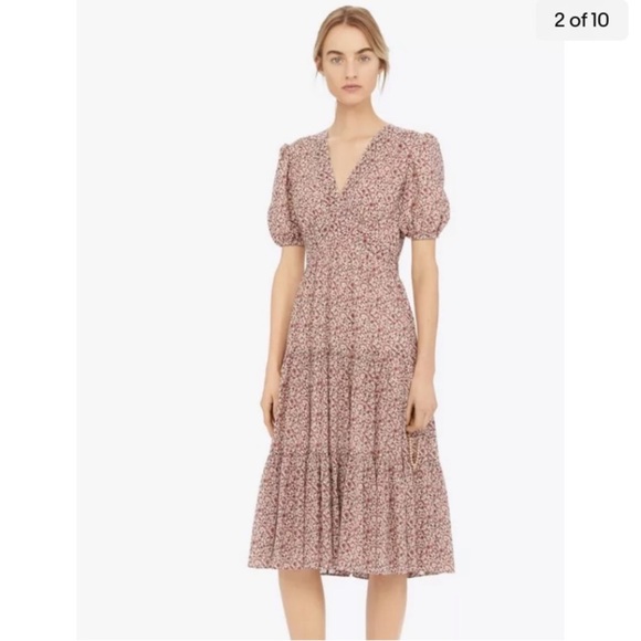 Tory Burch Dresses & Skirts - Tory Burch Floral Tiered Cotton-Silk Short Sleeve Midi Dress size 4